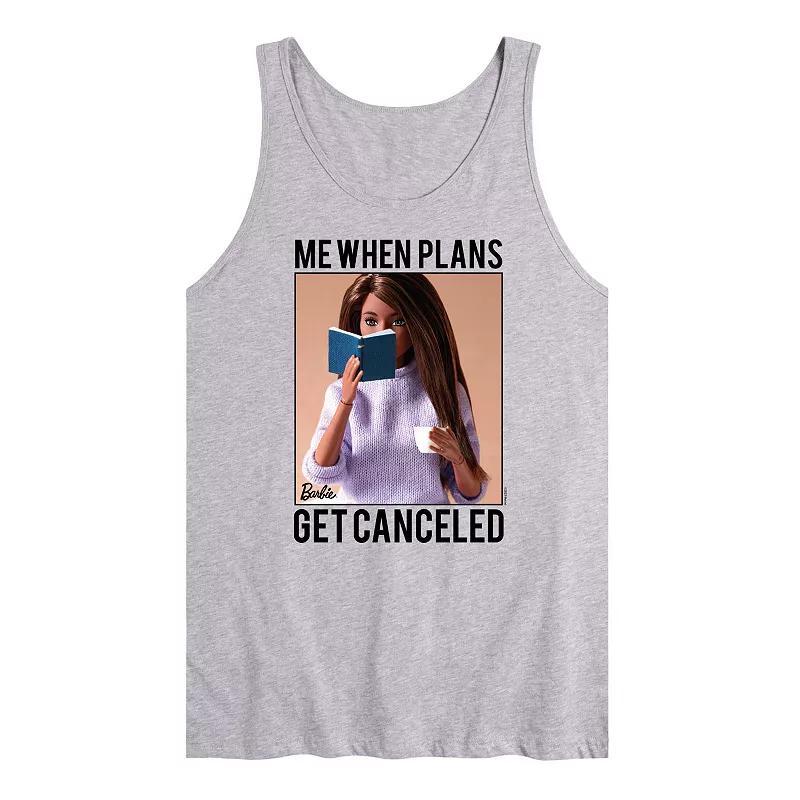 Mens Barbie When Plans Get Canceled Graphic Tank Top Grey Gray Product Image