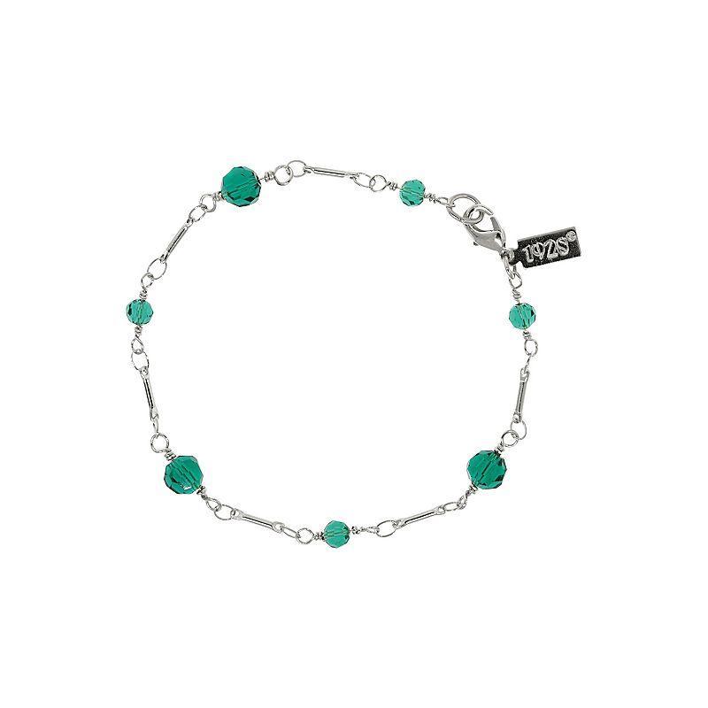 1928 Glass Bead Station Bracelet, Womens, Green Product Image