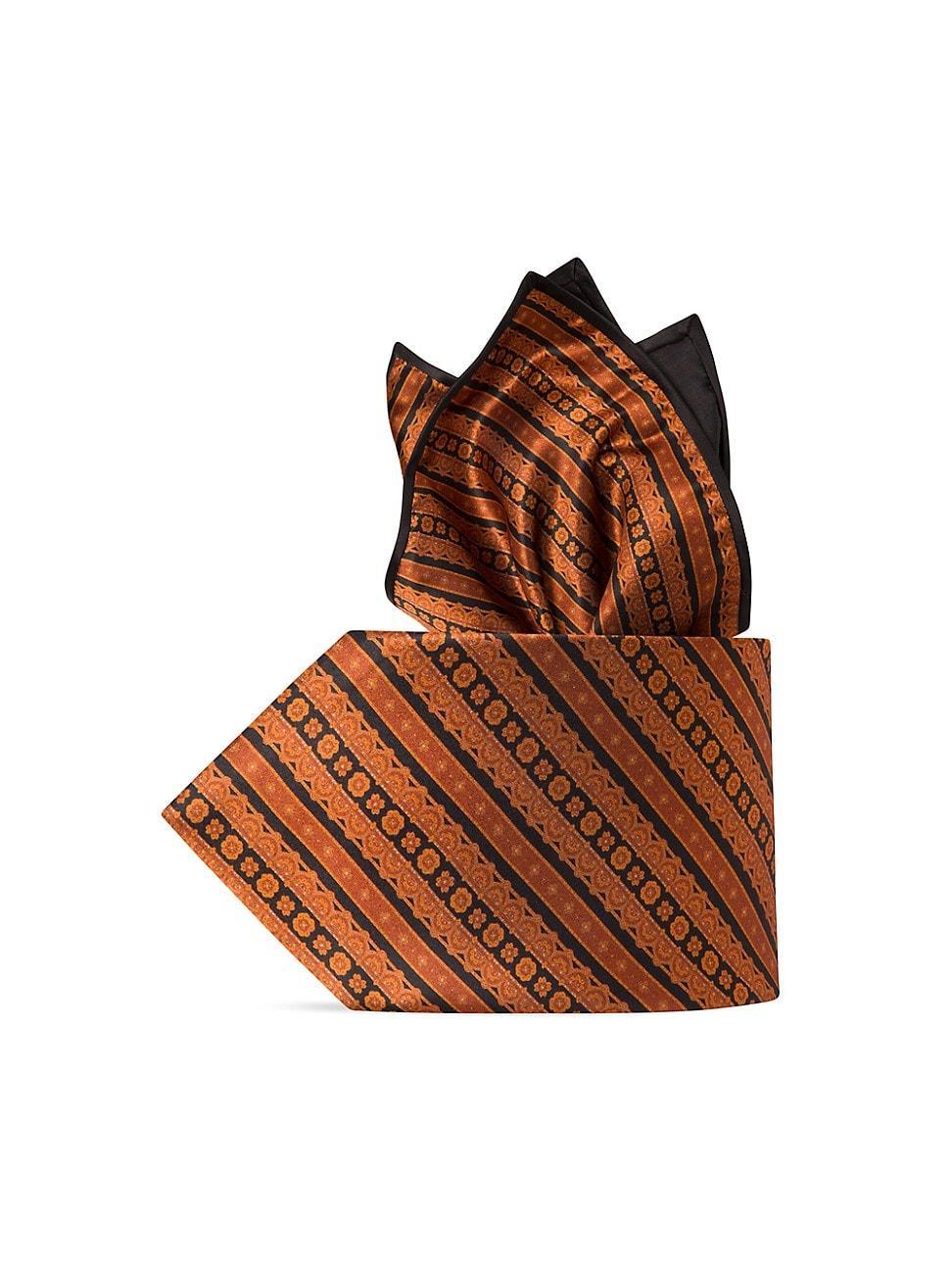 Mens Luxury Hand-Printed Silk Tie Set Product Image