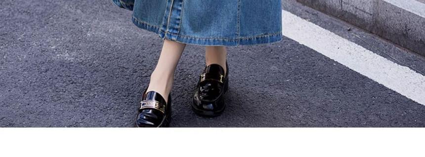 Long-Sleeve Washed Denim Maxi A-Line Shirt Dress Product Image