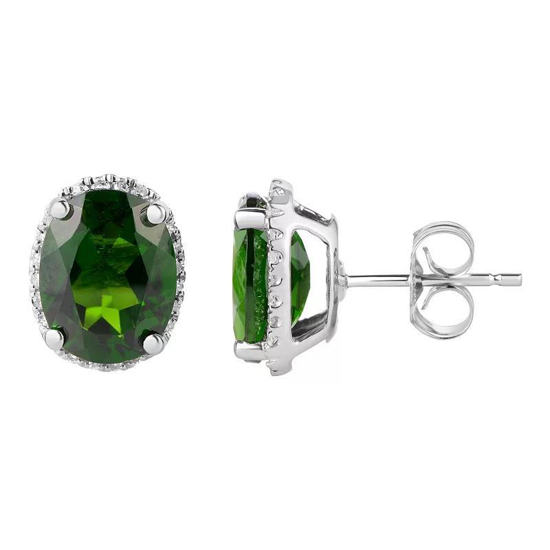 14k White Gold Chrome Diopside Diamond Earrings, Womens Product Image