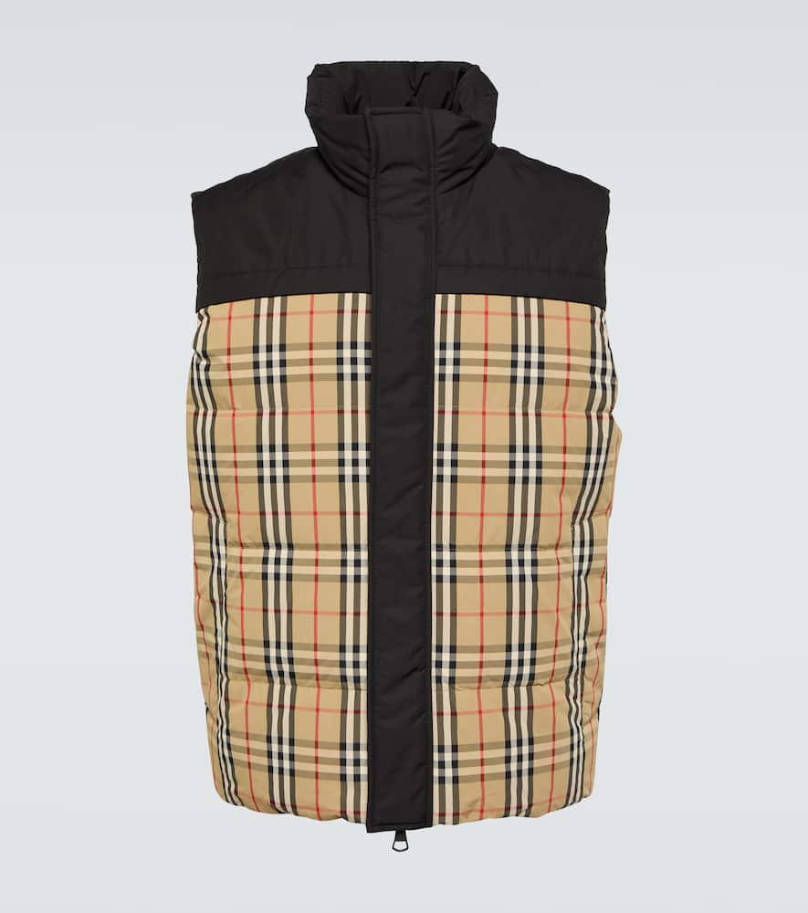 Check Panel Reversible Gilet In Archive Beige Check Product Image