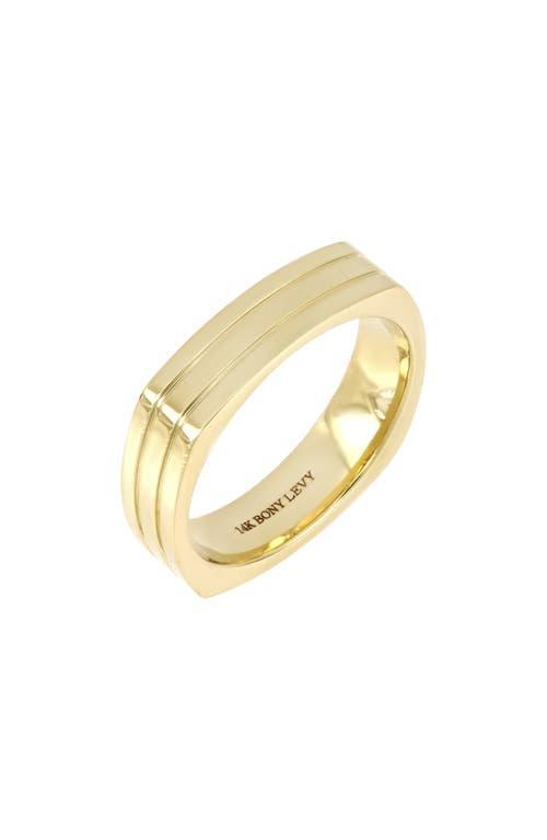 Bony Levy Mens 14K Gold Square Edge Stripe Ring Product Image