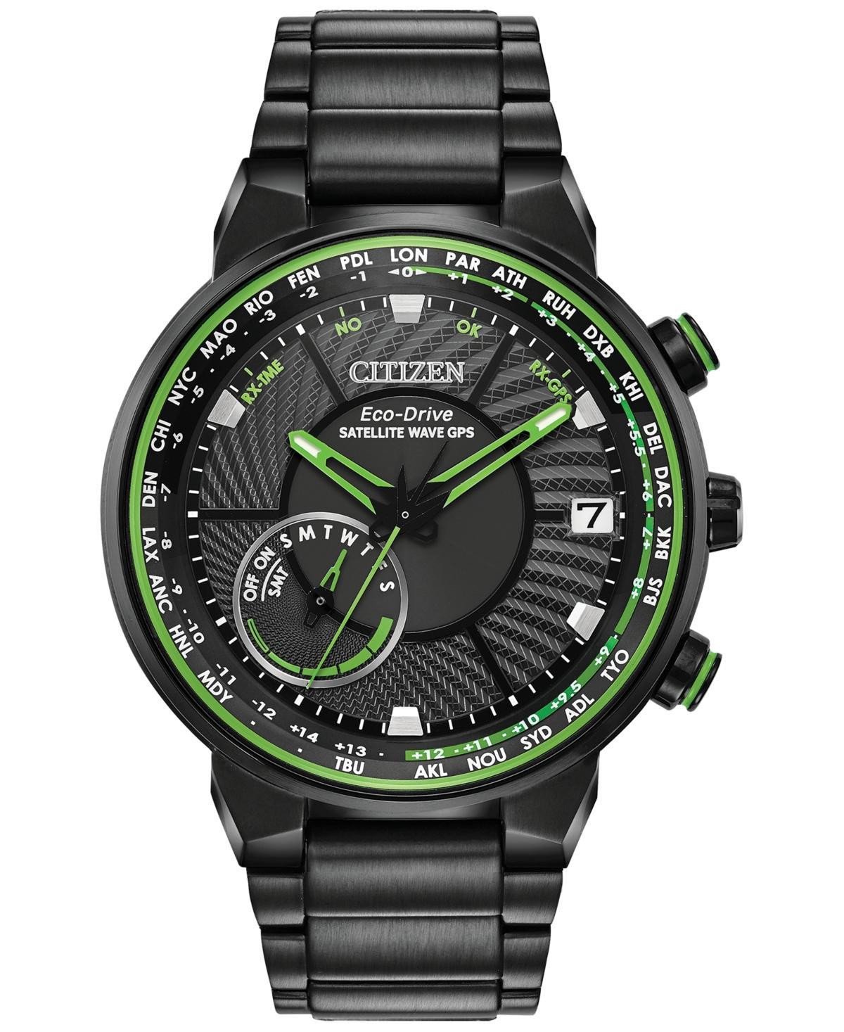 Citizen Eco-Drive Mens Satellite Wave Gps Black-Tone Stainless Steel Bracelet Watch 44mm Product Image