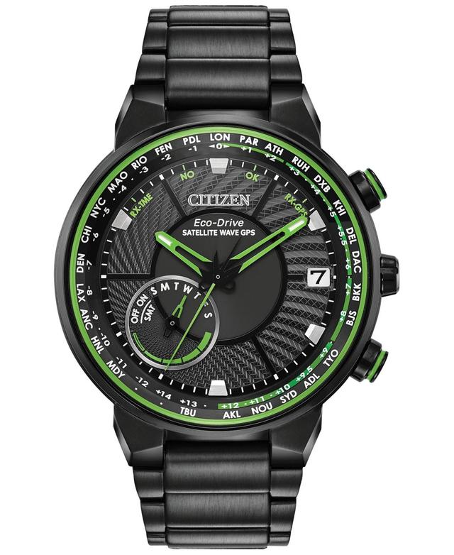 Citizen Eco-Drive Mens Satellite Wave Gps Black-Tone Stainless Steel Bracelet Watch 44mm Product Image