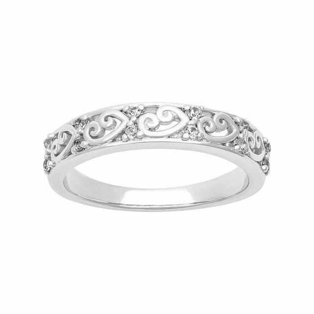 Love Always Sterling Silver 1/5 Carat T.W. Lab-Created White Sapphire Swirl Wedding Band, Womens Product Image