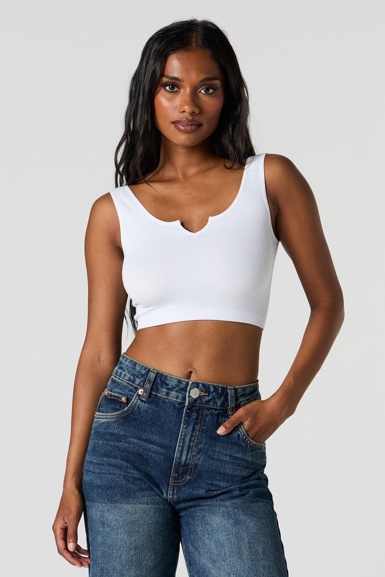 Seamless Scoop Neck Notch Cropped Tank Female Product Image