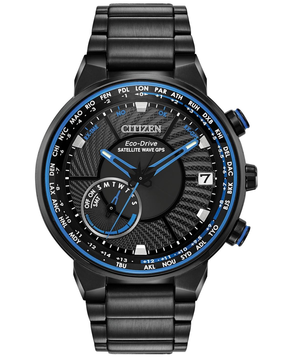 Citizen Eco-Drive Mens Satellite Wave Gps Black-Tone Stainless Steel Bracelet Watch 44mm Product Image