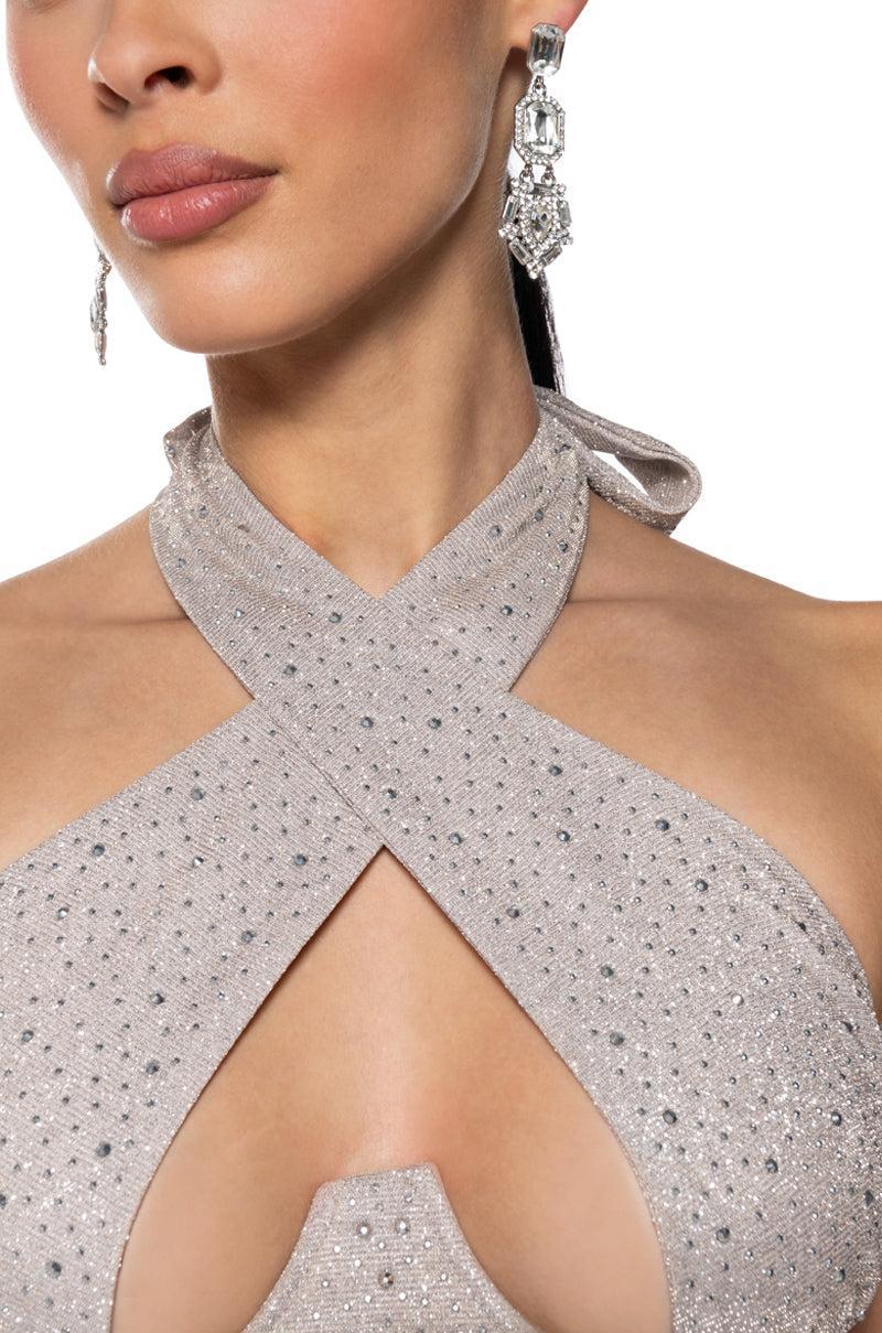 AURORA RHINSTONE SHINE HALTER TOP Product Image