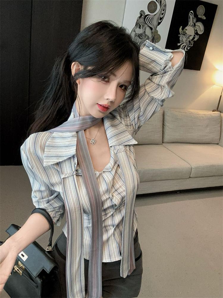 Long-Sleeve Striped Shirt Product Image