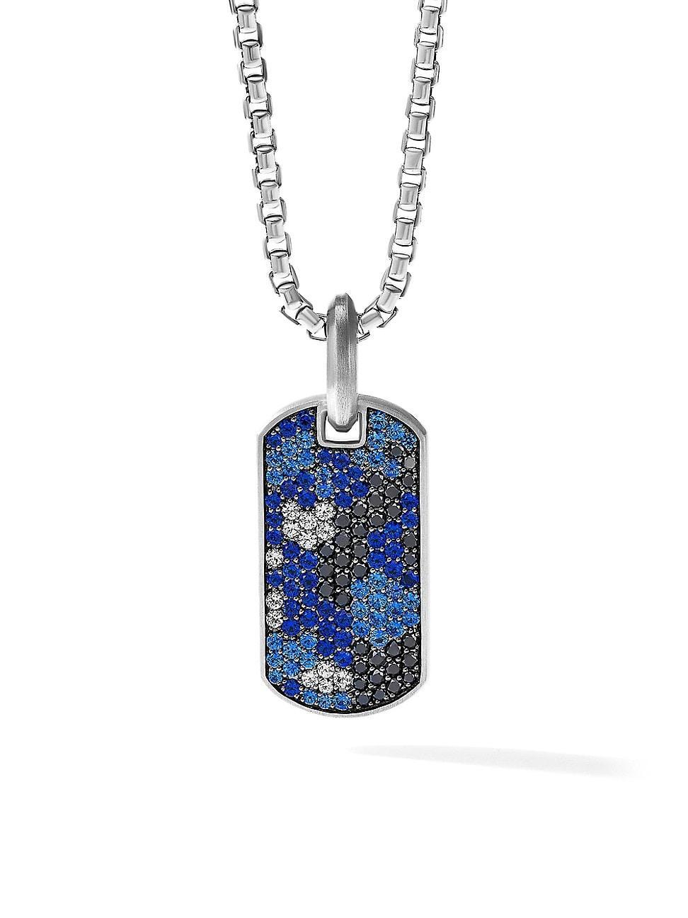 Mens Navy Camo Silver Pav Diamond Tag Product Image