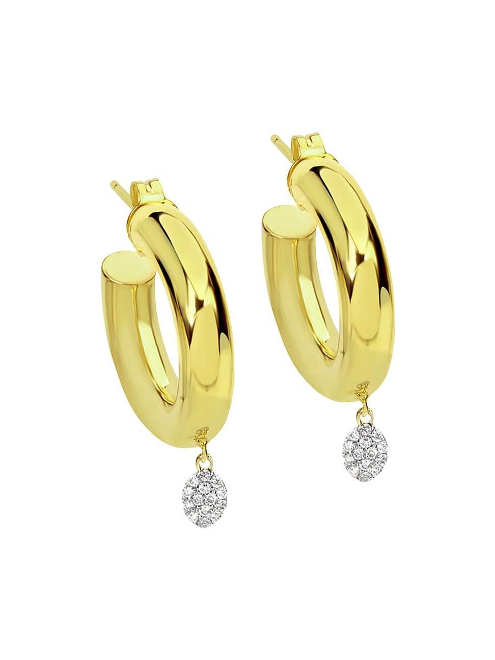 Meira T Diamond Disc Hoop Drop Earrings Product Image