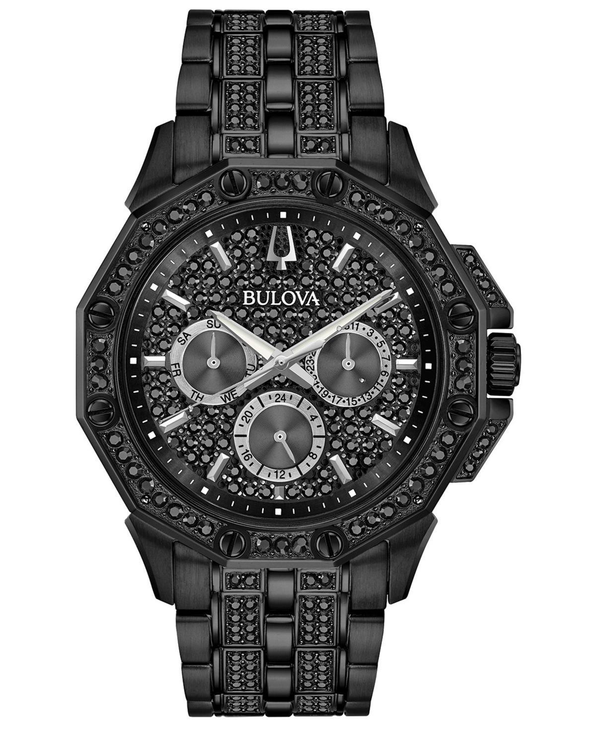 Bulova Mens Phantom Black Stainless Steel & Crystal-Accent Bracelet Watch 41.5mm Product Image