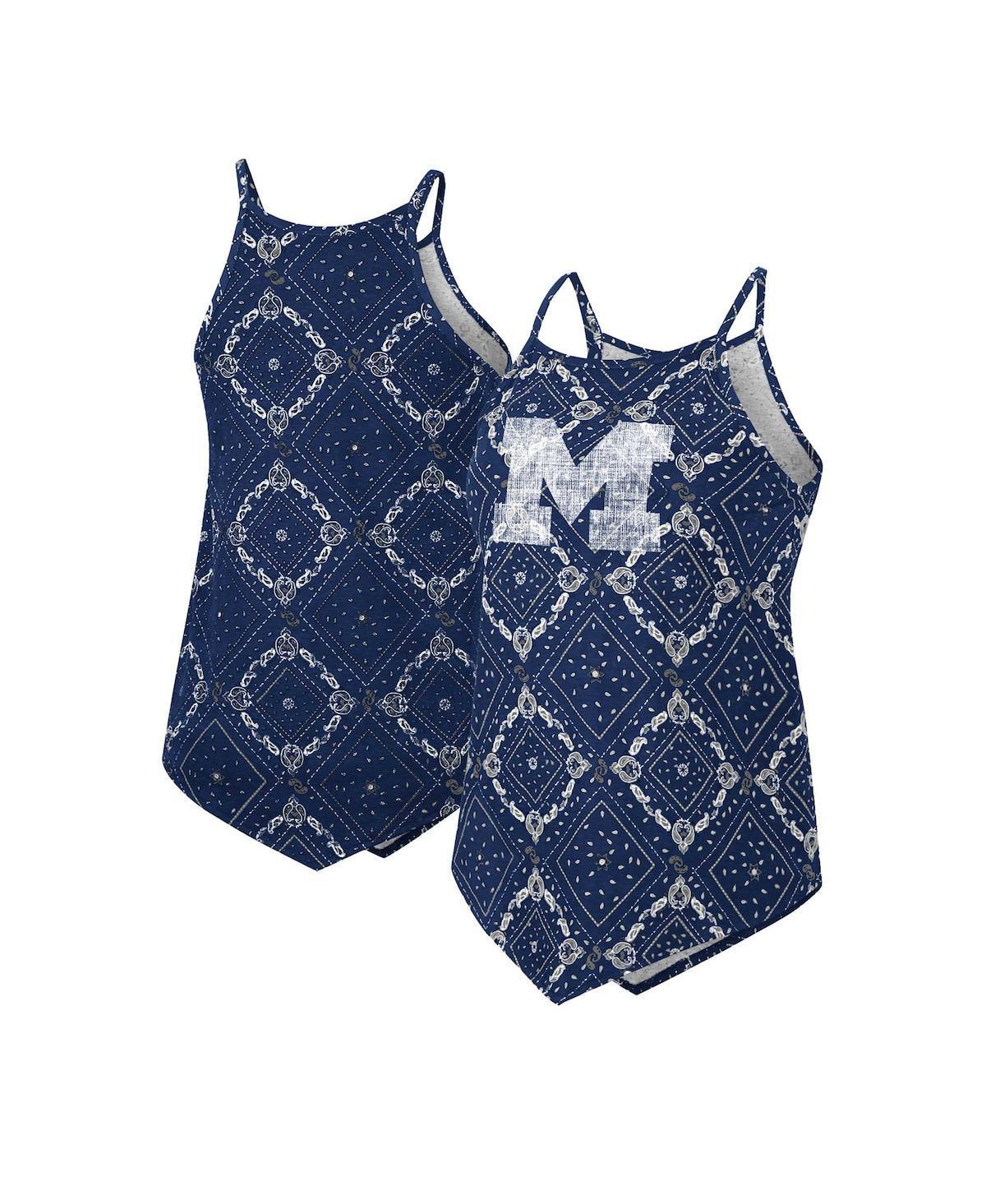 Womens Colosseum x Wrangler Navy Distressed Michigan Wolverines Bandana Tank Top Product Image