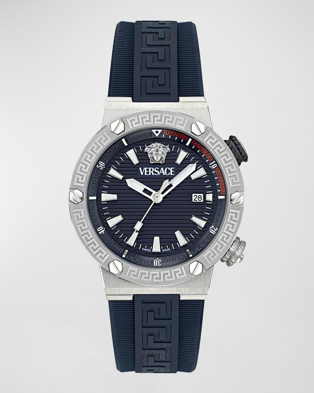 Mens Greca Logo Polyurethane-Strap Watch, 43mm Product Image