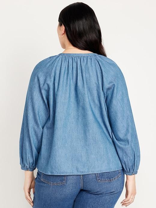 Split-Neck Button-Down Top Product Image