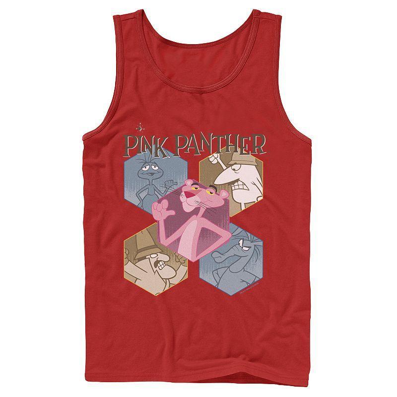 Mens Pink Panther Hexagonal Portraits Tank Top Athletic Grey Product Image