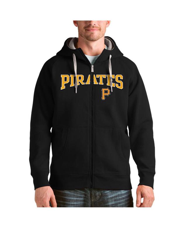 Antigua Mens Black Pittsburgh Pirates Team Logo Victory Full-Zip Hoodie Product Image