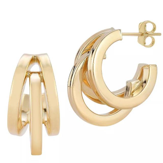 LUMINOR GOLD 14k Gold Bold Triple Ring Hoop Earrings, Womens Product Image