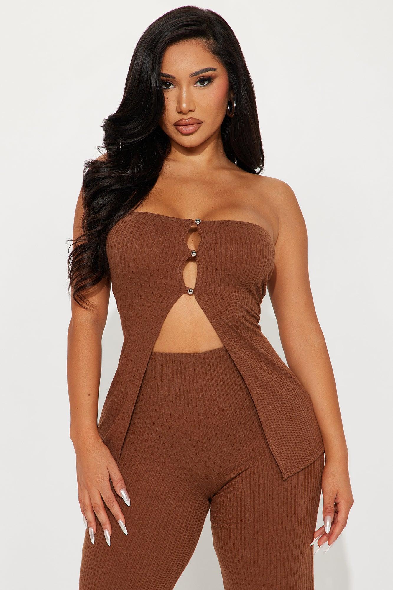 Friday Night Out Pant Set - Brown Product Image