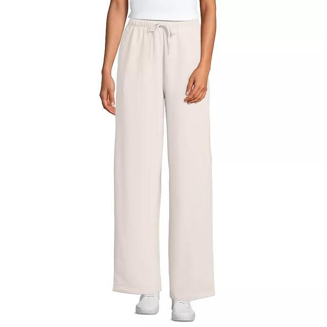 Petite Lands End Fleece High-Rise Relaxed Straight Leg Pants, Womens Product Image