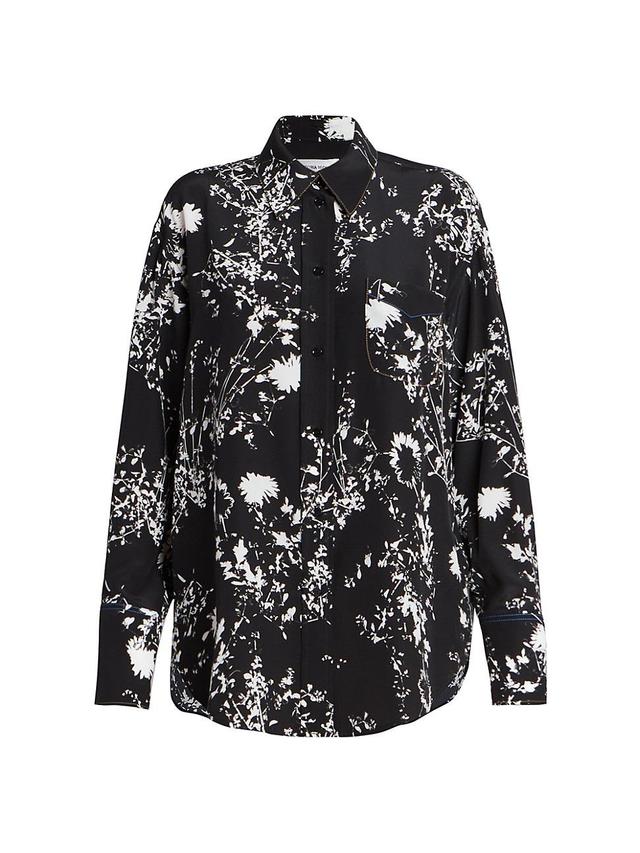 Victoria Beckham Floral Print Oversize Silk Pajama Shirt Product Image