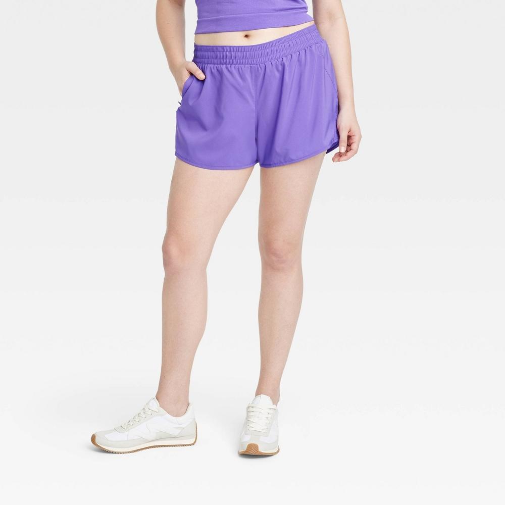 Womens Woven Mid-Rise Run Shorts 3 - All In Motion Purple product image