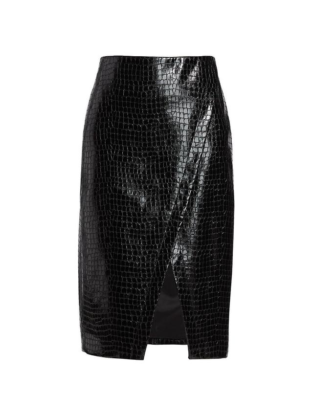 Womens Juniper Croc-Effect Faux Patent Leather Pencil Skirt Product Image