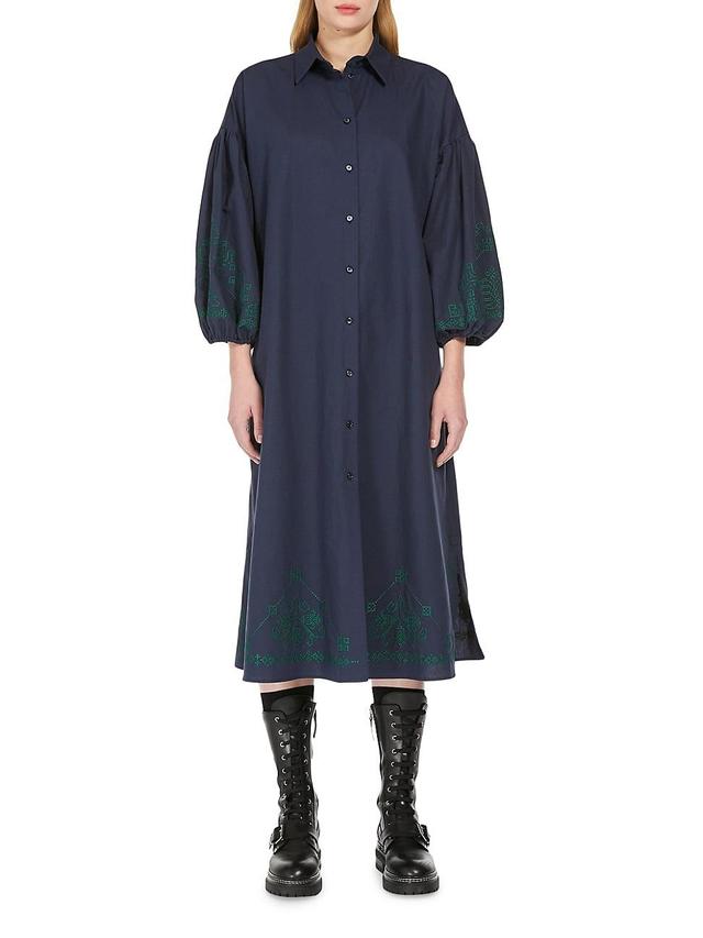 Womens Ossola Cotton-Linen Tie-Waist Shirtdress Product Image