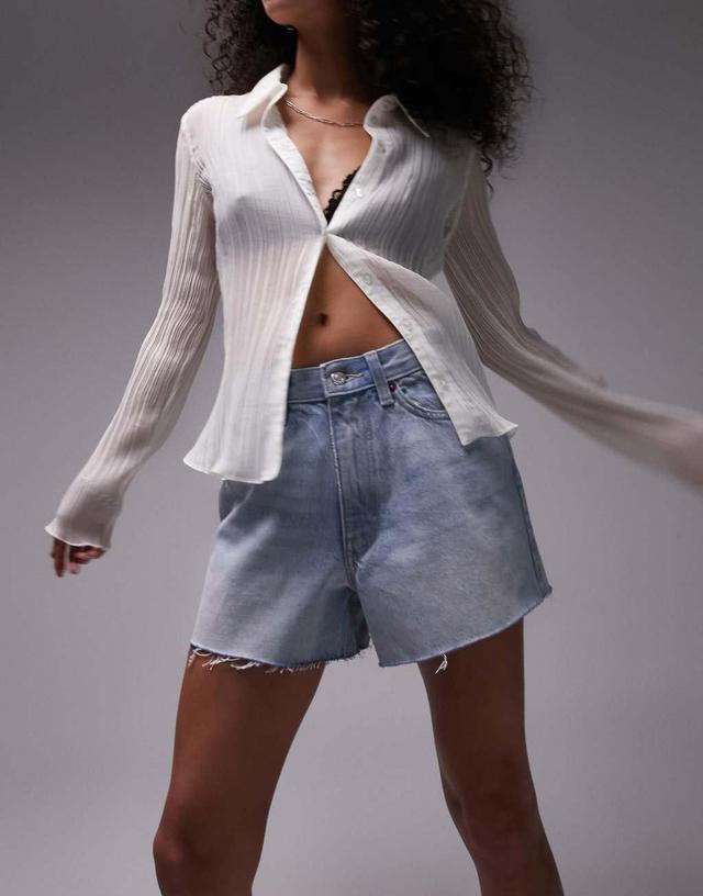 Topshop denim a line mom shorts in bleach Product Image