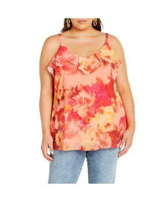 Plus Size Mischa Print V Neck Ruffle Top Product Image