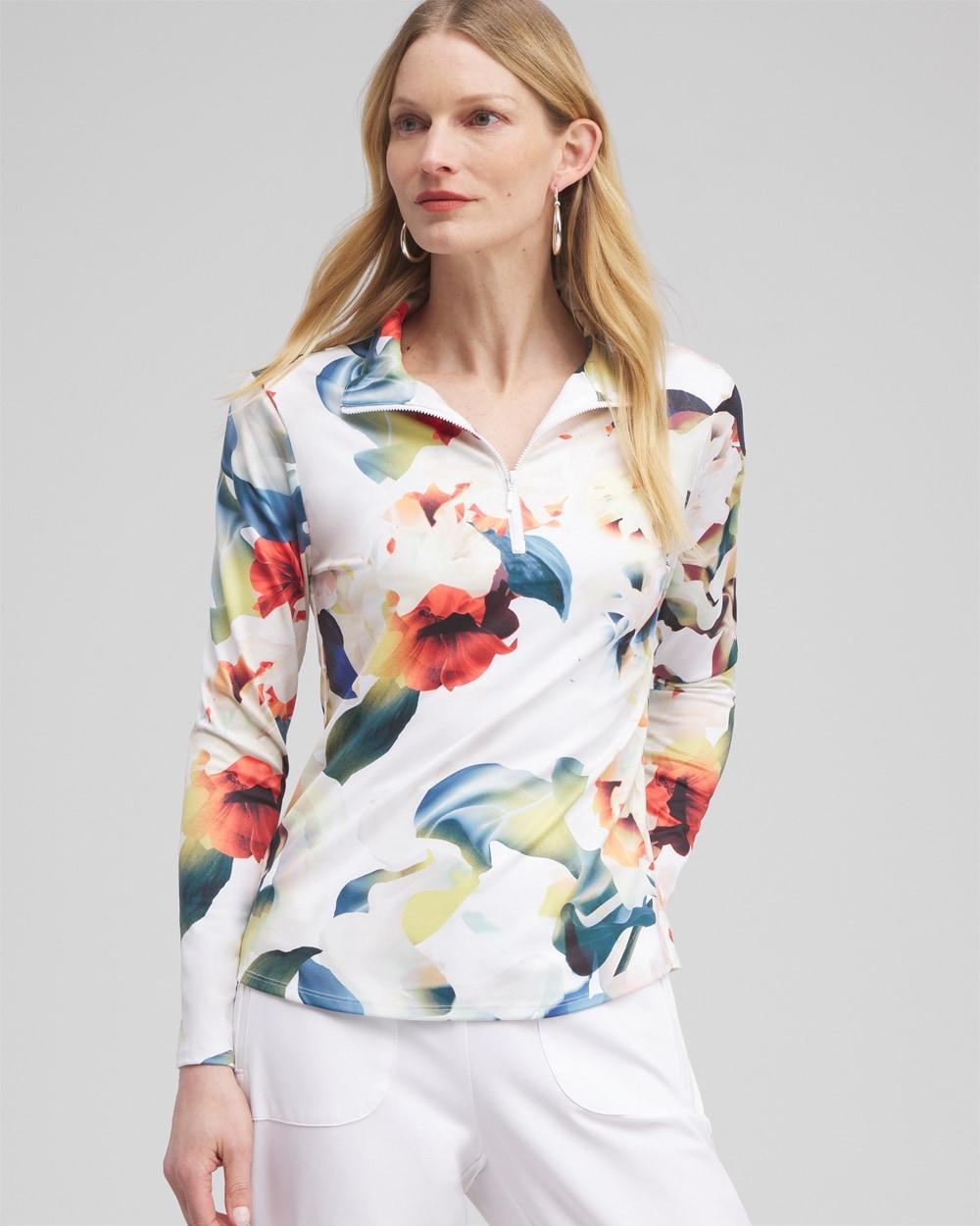 Chico's Women's Activewear UPF Floral Long Sleeve Top Product Image