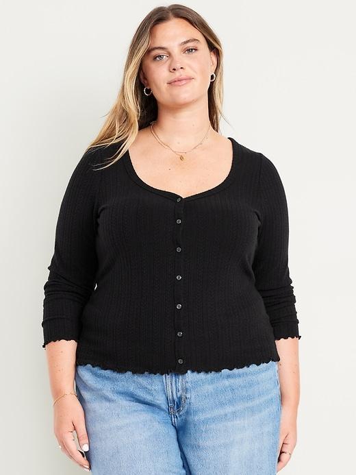 Button-Down Pointelle Top Product Image