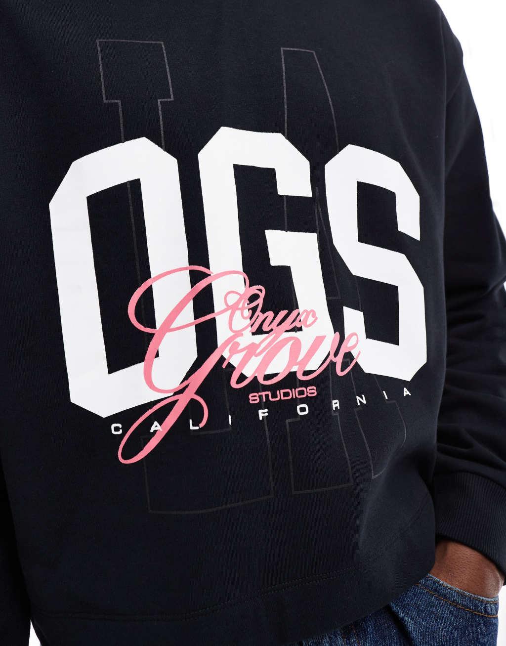 ASOS DESIGN boxy oversized sweatshirt with athletic print in gray heather Product Image