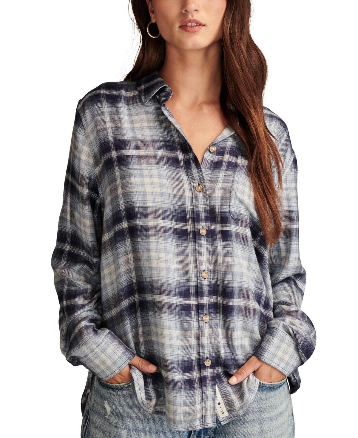 Lucky Brand Womens Cloud Plaid Boyfriend Shirt Product Image