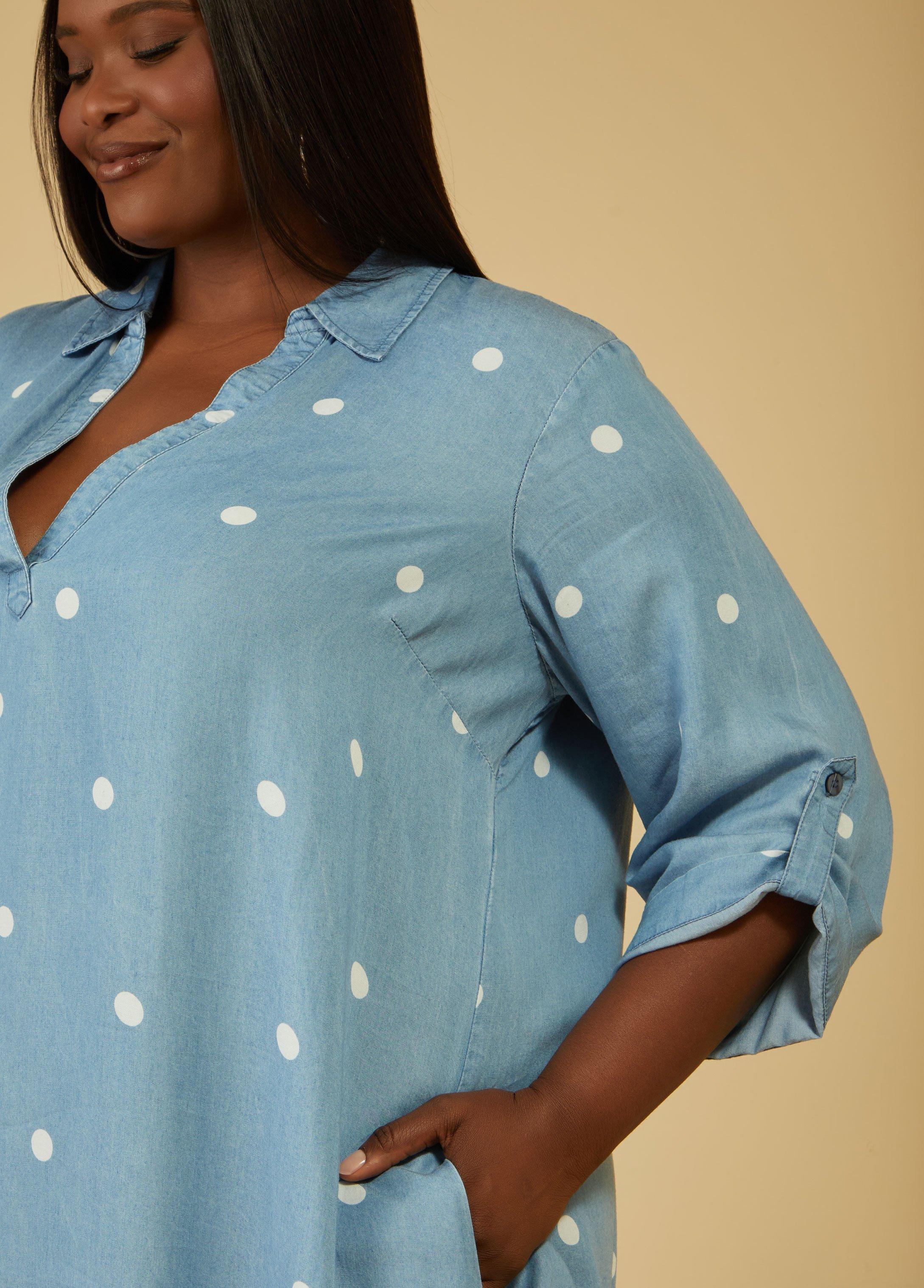 Polka Dot Chambray Maxi Dress Product Image