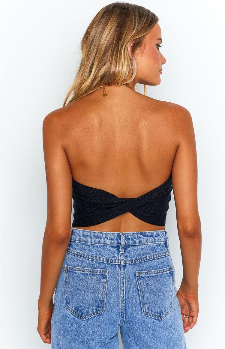 Jessica Black Twist Front Bandeau Top Product Image