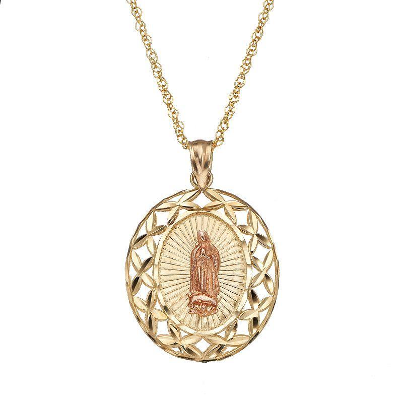 14k Gold Two Tone Our Lady of Guadalupe Pendant Necklace, Womens Product Image