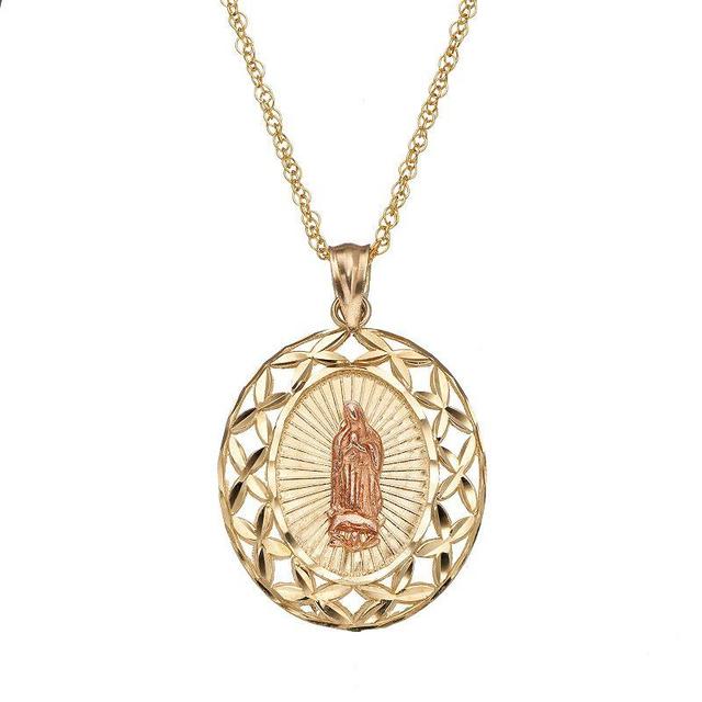 14k Gold Two Tone Our Lady of Guadalupe Pendant Necklace, Womens Product Image