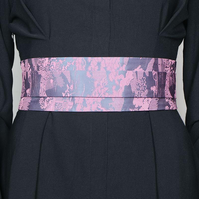 Floral Print Satin Wide Belt Product Image