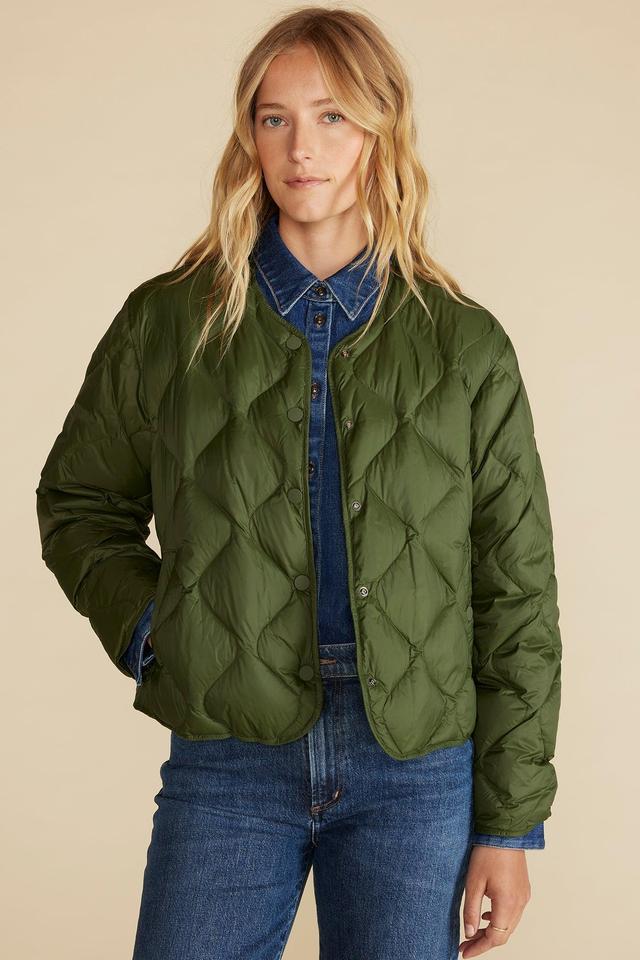 Solene Quilted Puffer Jacket - Olive Green Product Image