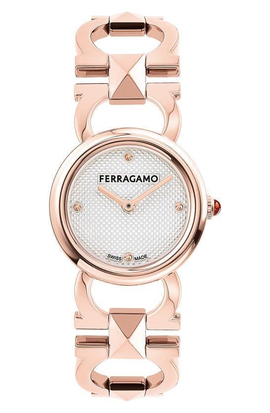 FERRAGAMO Double Gancini Stud Watch, 25mm In Rosegold Product Image