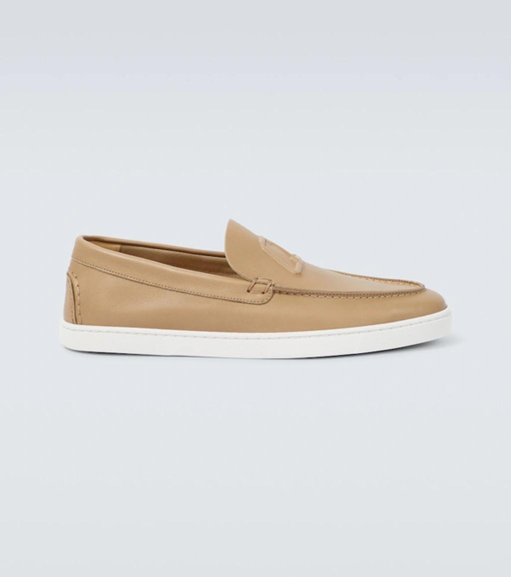 CHRISTIAN LOUBOUTIN Varsiboat Leather Loafers In Beige Product Image