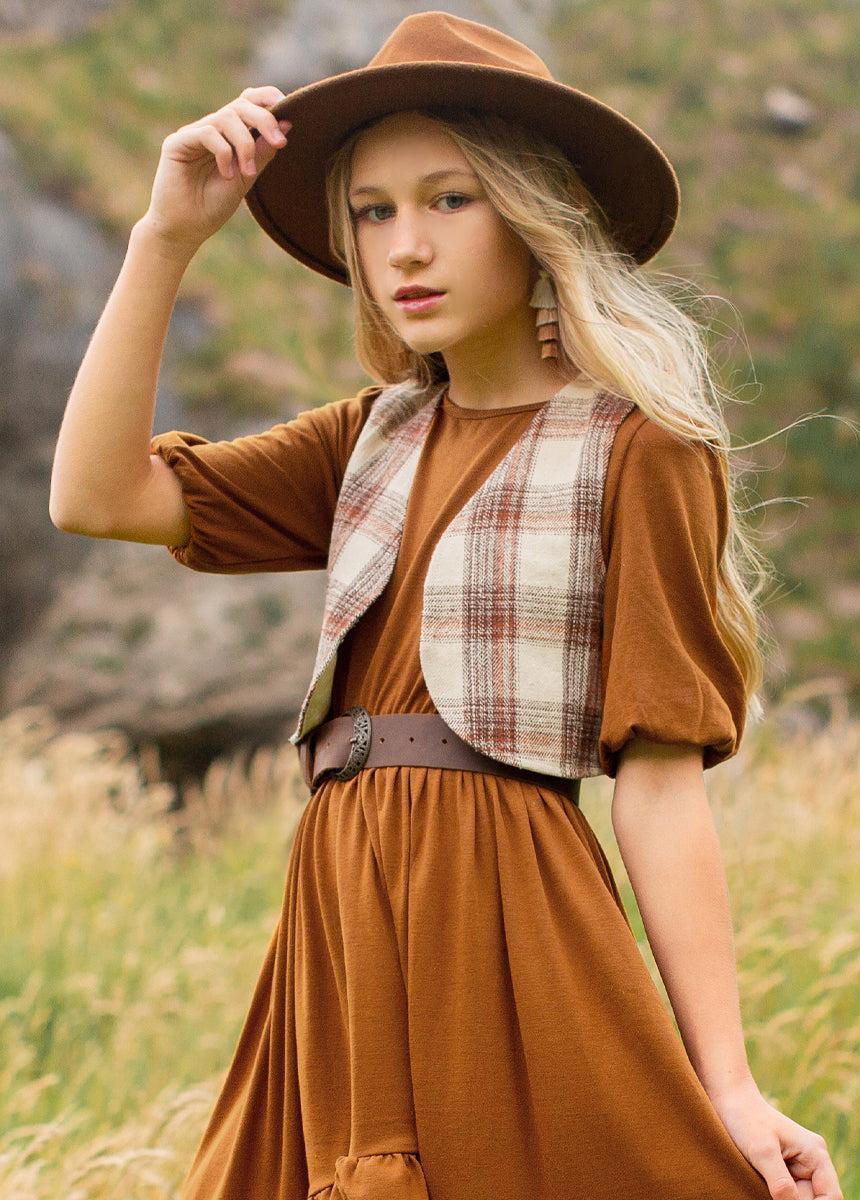 Meike Vest in Ecru Plaid Product Image