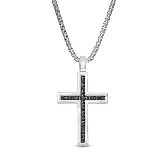 Vera Wang Men 1/4 CT. T.w. Black Diamond Cross Pendant in Sterling Silver - 22" Product Image