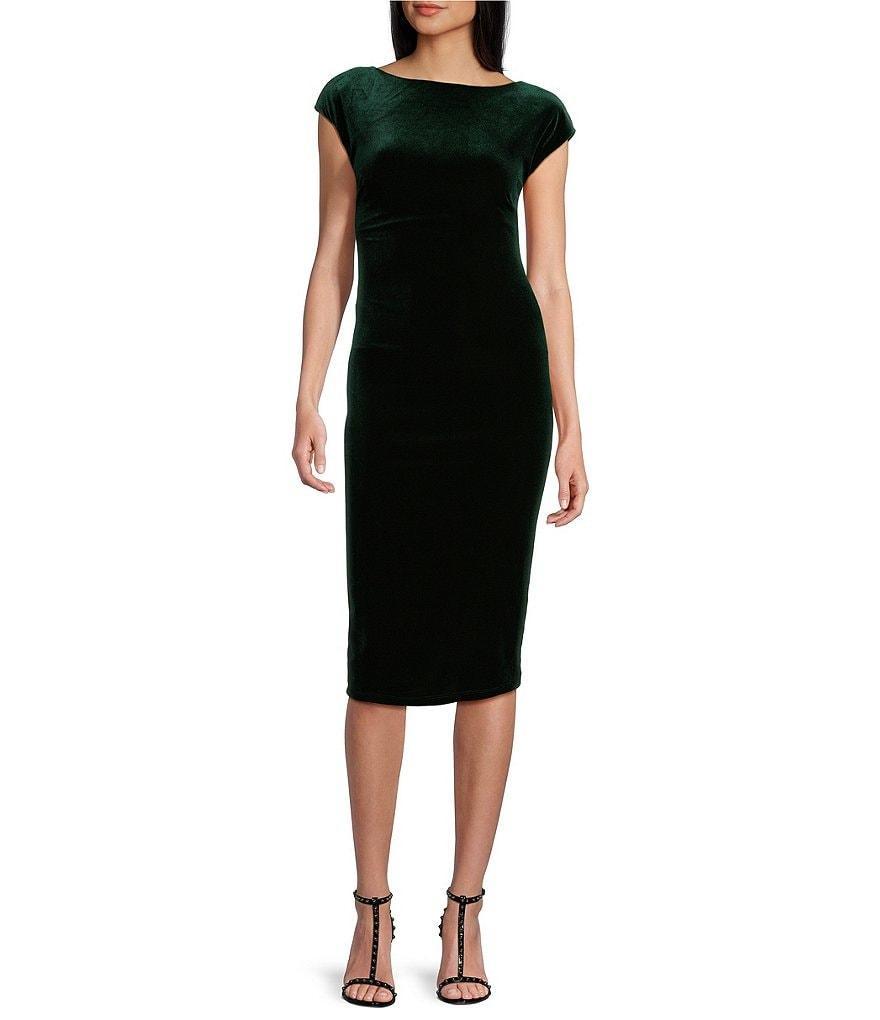 B. Darlin Cap Sleeve Scoop Neck Fitted Midi Dress Product Image