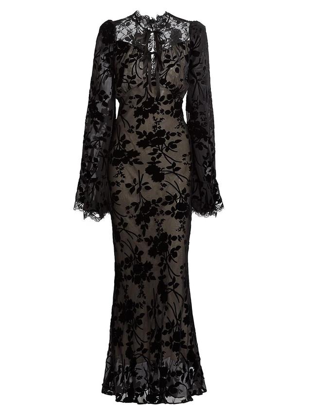 Womens Lace Silk-Blend Maxi-Dress Product Image