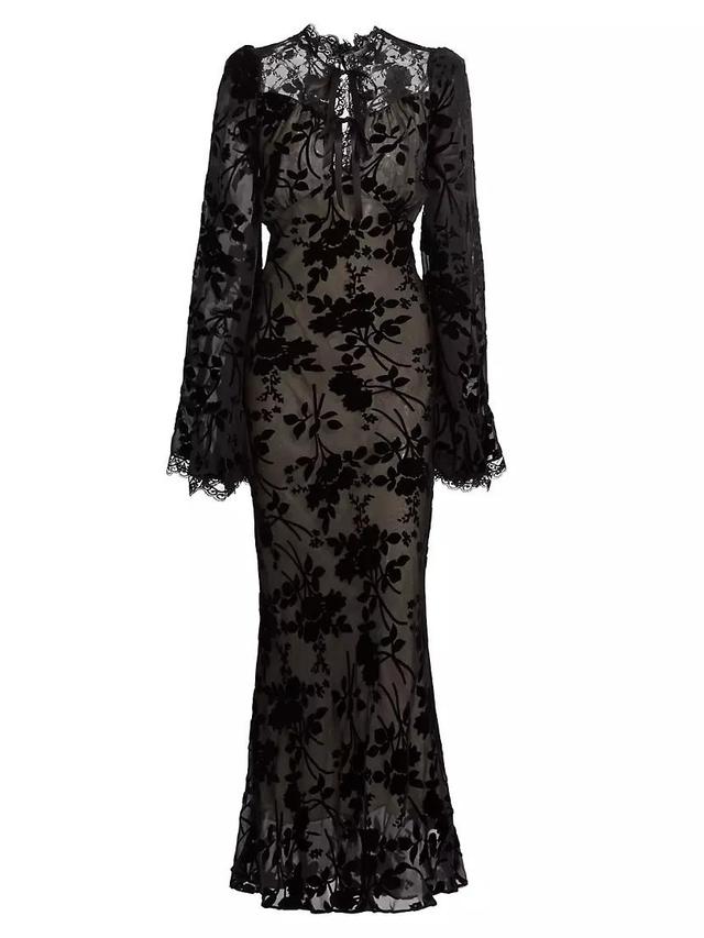 Lace Silk-Blend Maxi-Dress Product Image