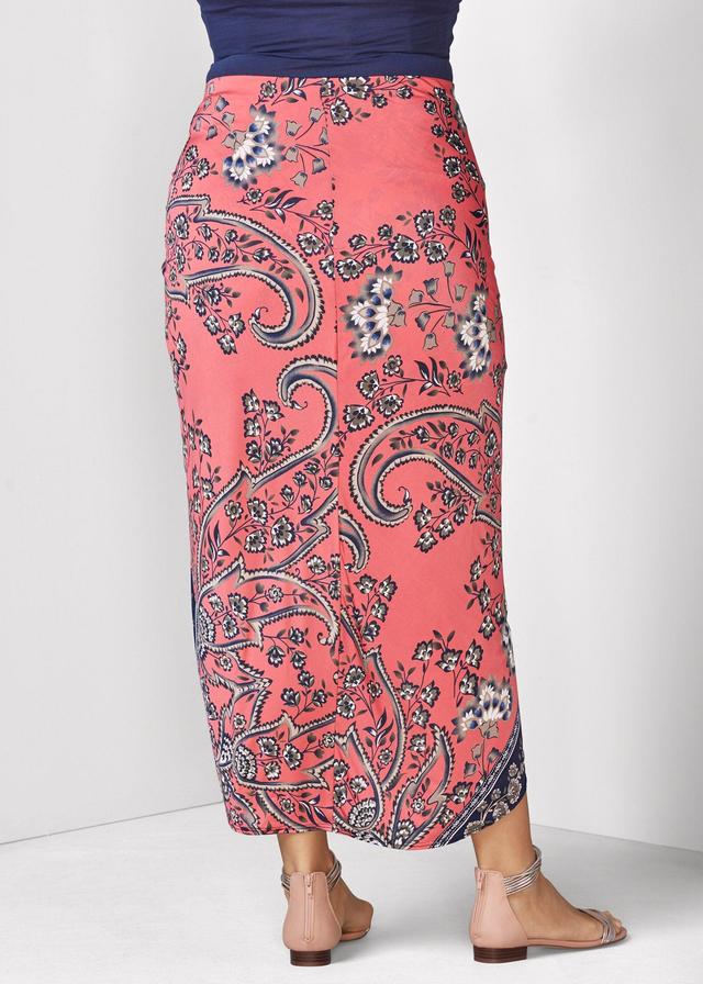 Print Wrap Skirt - Coral Multi Product Image