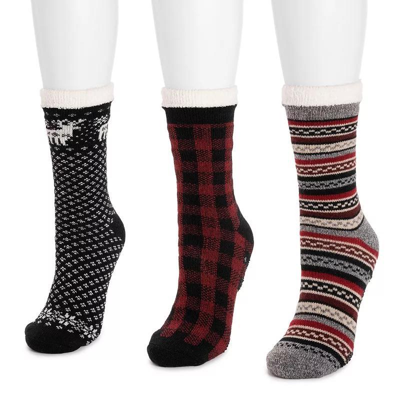 Womens MUK LUKS 3-Pk. Tall Cozy Lined Lounge Socks Product Image